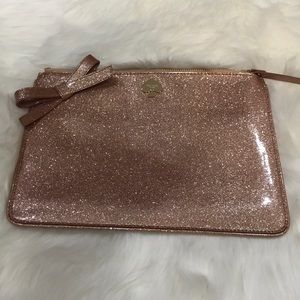 Kate spade rose gold glitter bug large pouch
